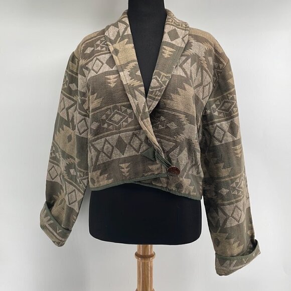 Flashback 100% cotton southwestern jacket bolero neutral button closure sz m - Picture 1 of 7